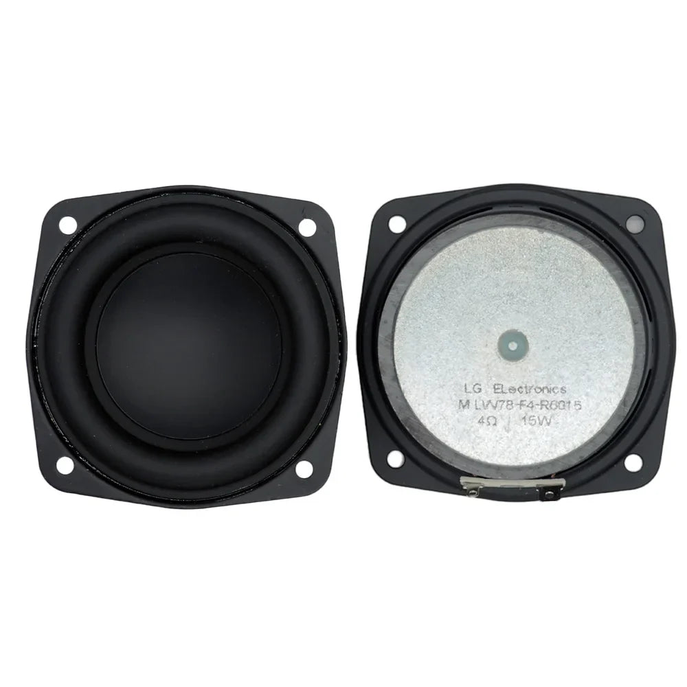 Black square 3 inch 78mm subwoofer speaker driver with silver backplate ohm 15w bass for bookshelf loudspeaker home use