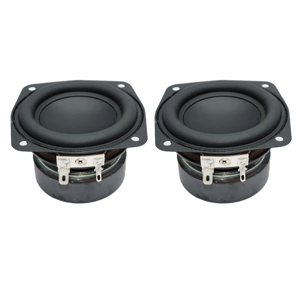 Black square 3 inch 78mm subwoofer speaker drivers with silver terminal connectors for ohm 15w bass bookshelf loudspeaker home use