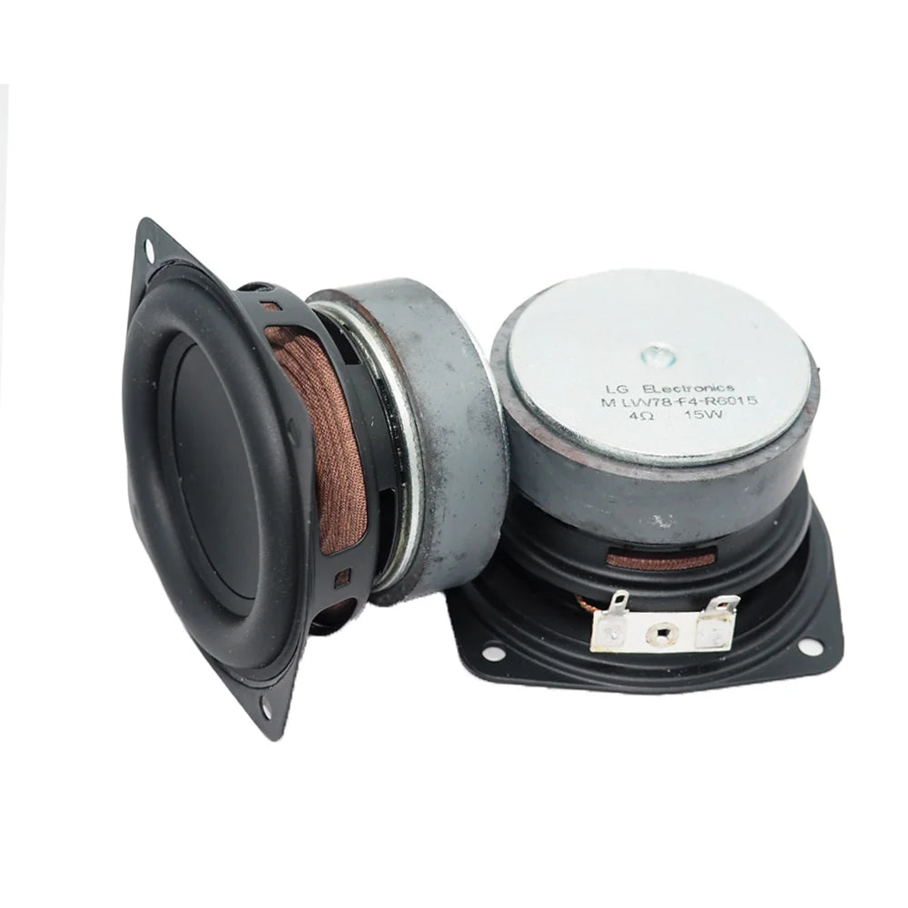Lg electronics m lv78-f4-r6515 4 ohm 15w bass subwoofer speaker with black cone and silver frame for bookshelf loudspeaker home use