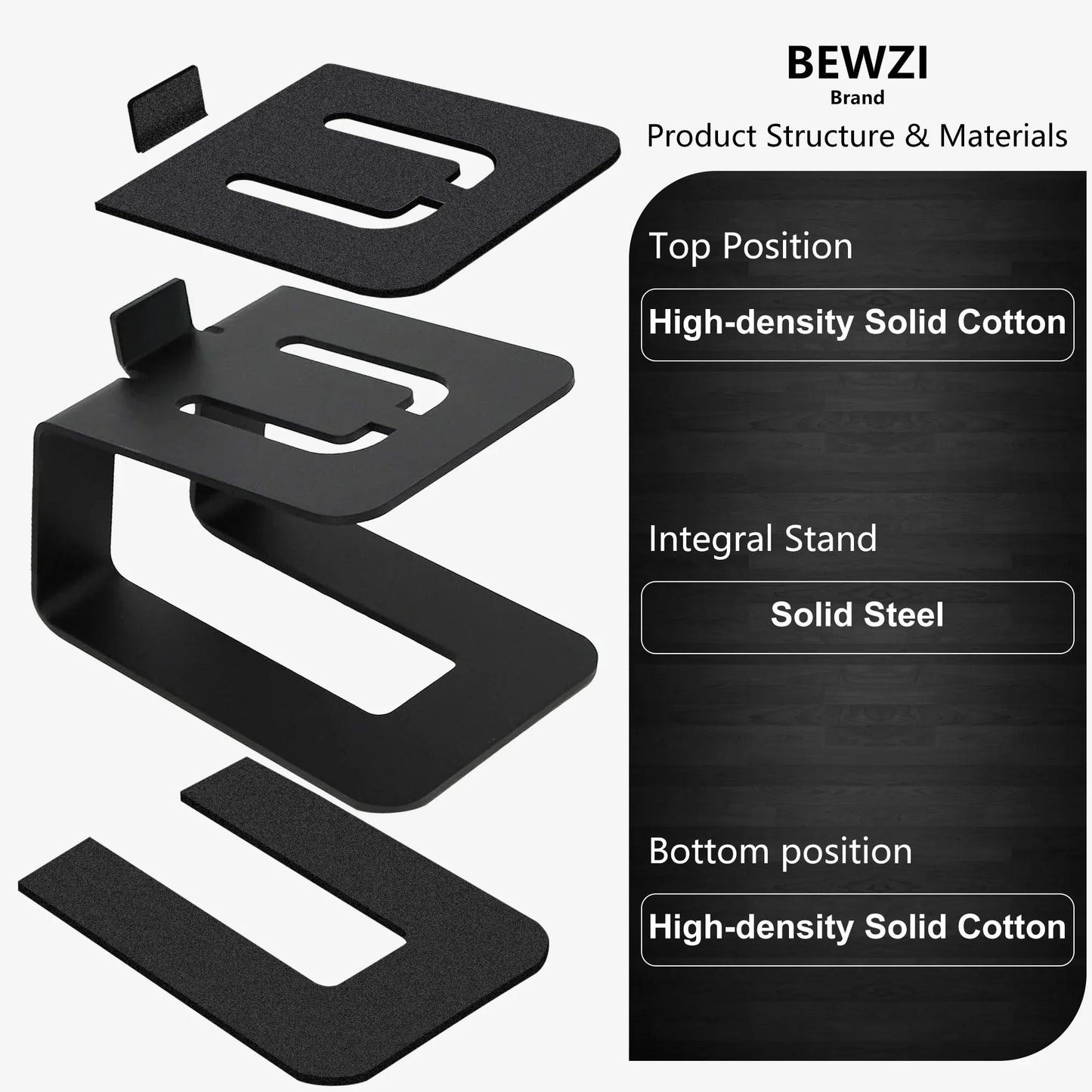Black 2 pcs speaker stand with solid steel base and high-density cotton layers for audio base stands speaker accessory bracket