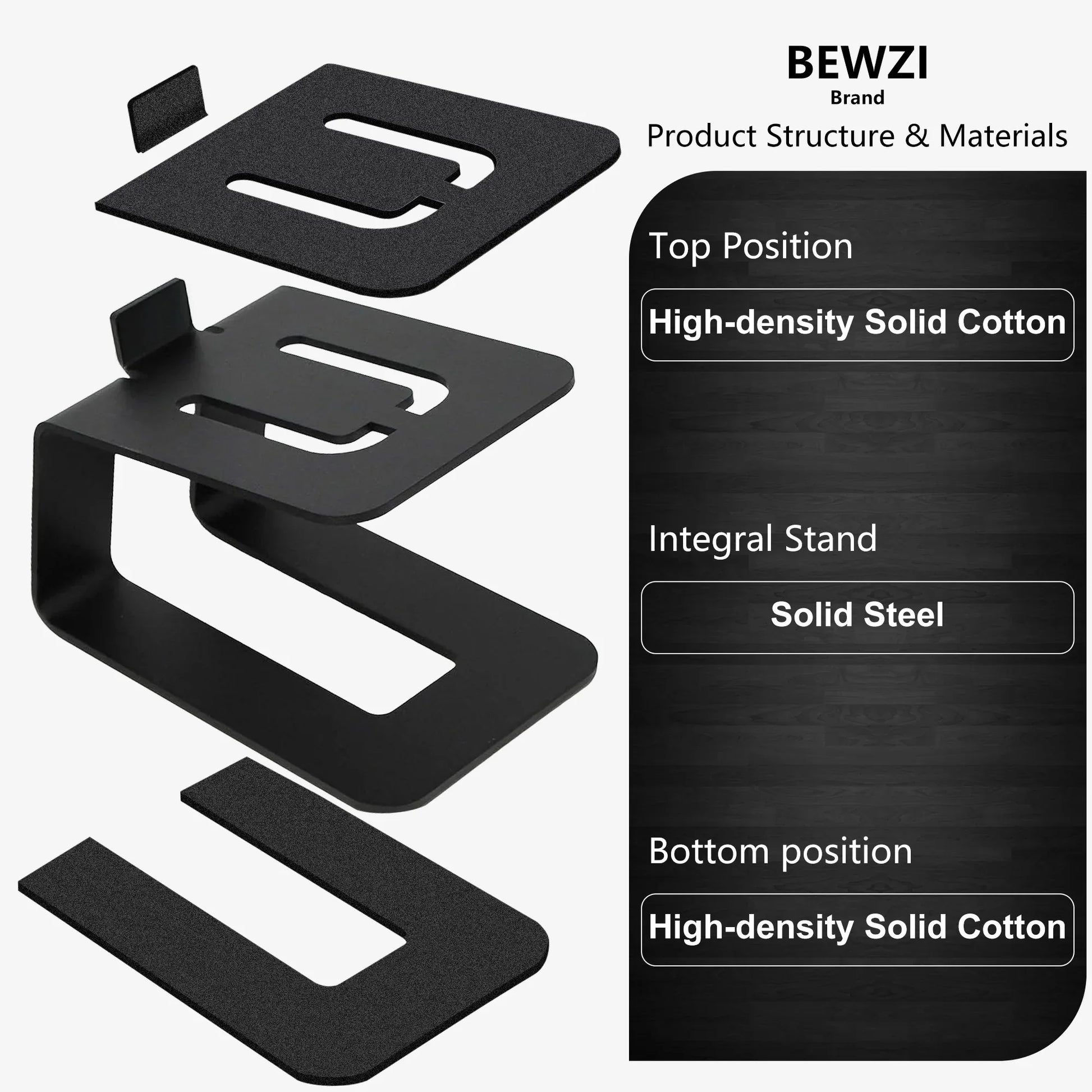 Black 2 pcs speaker stand with solid steel base and high-density cotton layers for audio base stands speaker accessory bracket