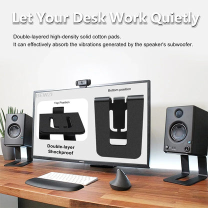 Black double-layer shockproof pcs speaker stand made of steel with high-density cotton pads as audio base stands speaker accessory bracket