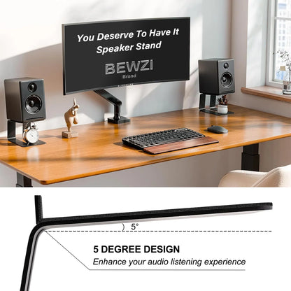 Black metal pcs speaker stand with 5-degree angled design steel audio base stands speaker accessory bracket