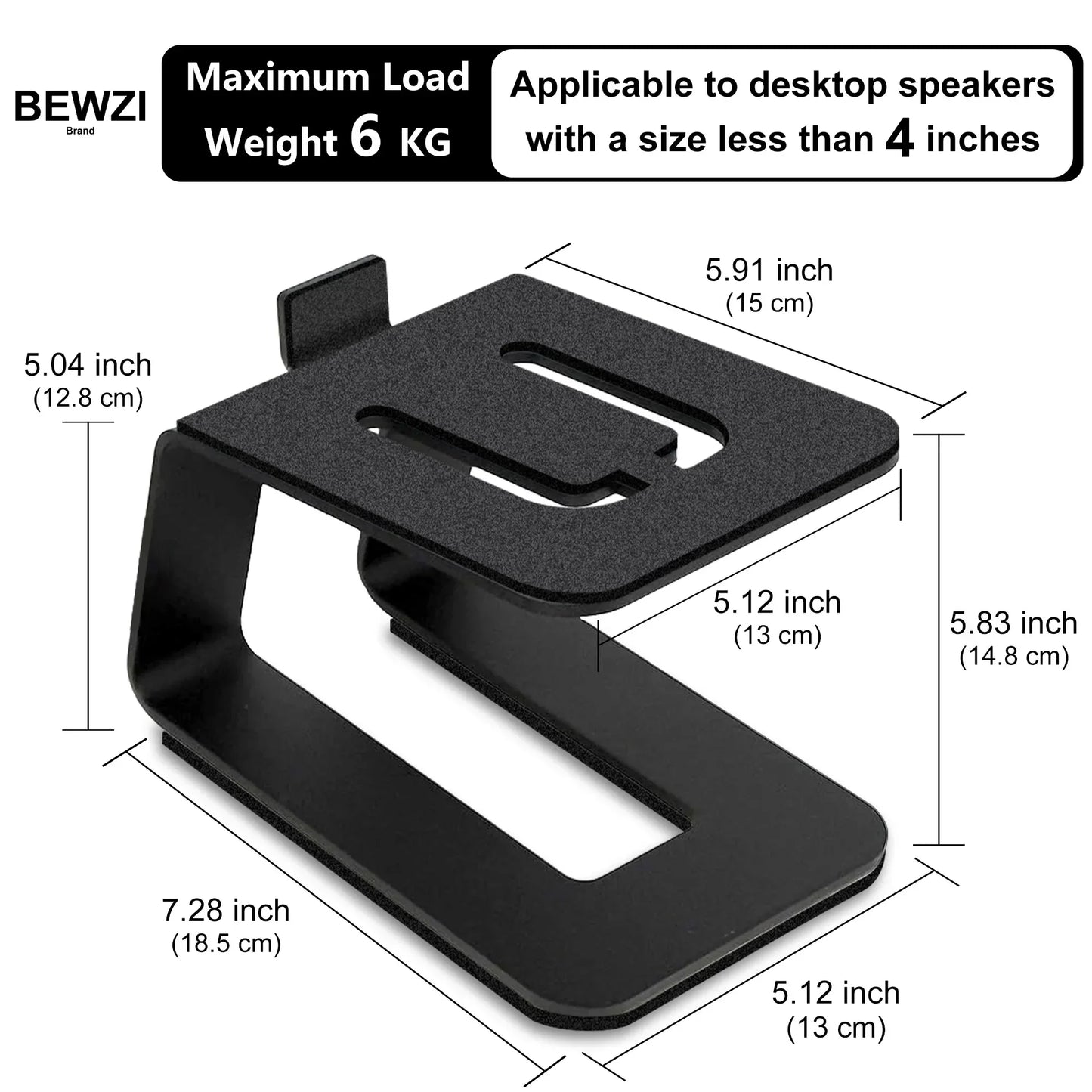 Black plastic mid-height pcs speaker stand with sleek cutouts steel audio base stands speaker accessory bracket