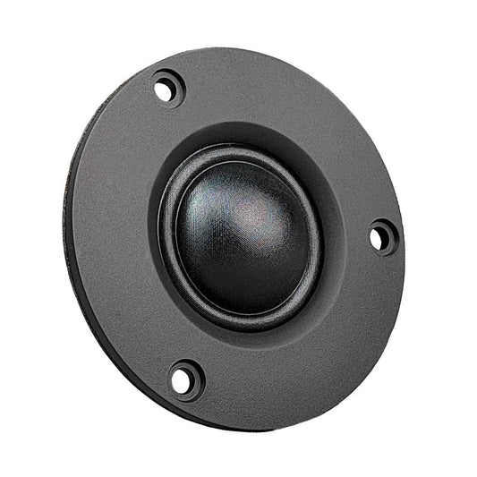 Black circular 2.5 inch core 15w hifi dome speaker tweeter unit with matte finish and three mounting holes