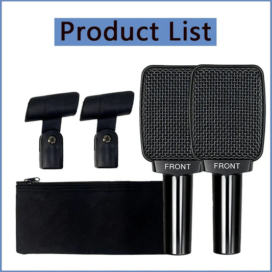 Black square professional dynamic microphones with mesh grilles xlr connector instrument mics for stage performance live recording