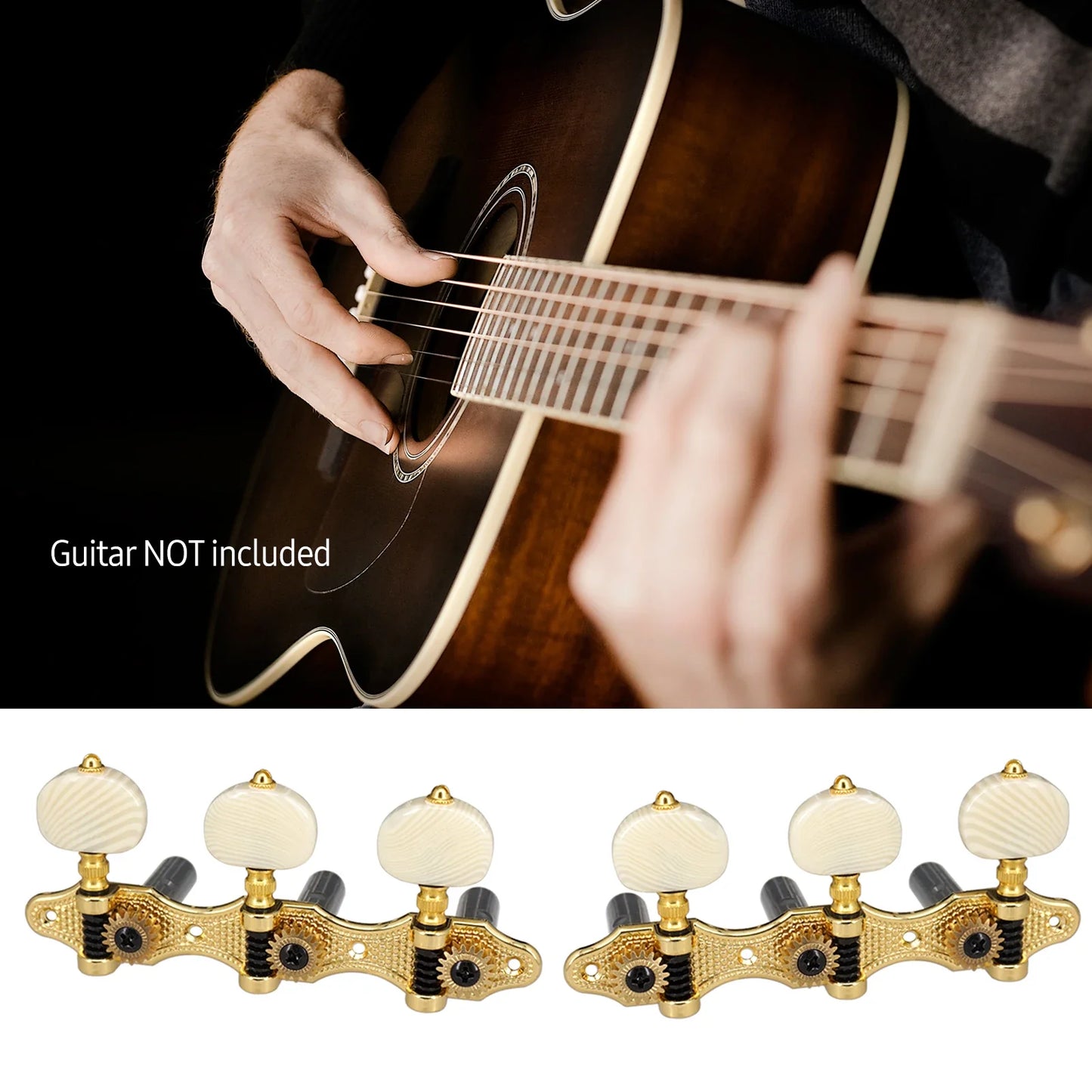 Gold-colored classical guitar tuning pegs with cream mother-of-pearl knobs for acoustic guitar replacement set 2 planks 2024