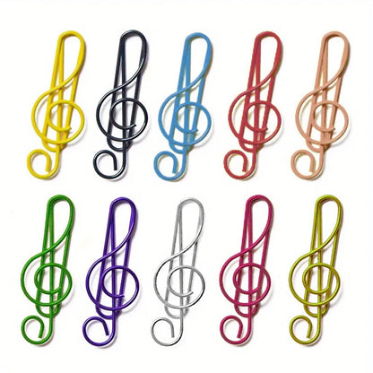 A set of 40pcs metal colorful shaped paper clip bookmarks in treble clef design for stationery school and office use