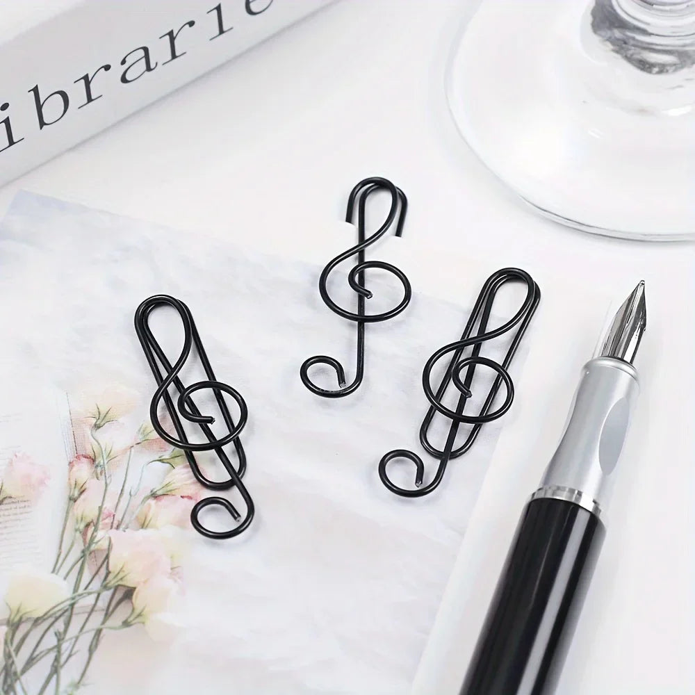 Black metal treble clef shaped paper clips from 40pcs metal colorful bookmark stationery school office supply set