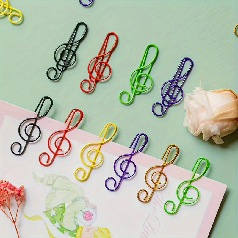 40pcs metal colorful shaped paper clip bookmark stationery school office supply in black red green purple yellow gold