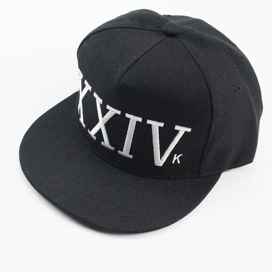 Black unisex bruno mars snapback cap with white embroidered xxiv dad hat cotton bone rapper design