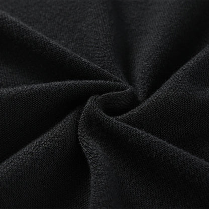 Black soft-textured knit fabric detail of 2024 hip hop street wear hoodie oversize retro with female portrait pattern