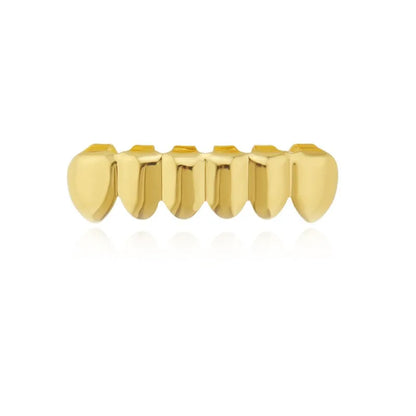 Gold-colored five-tooth hop tooth grillz with polished metallic finish for women parties halloween costume rapper accessories