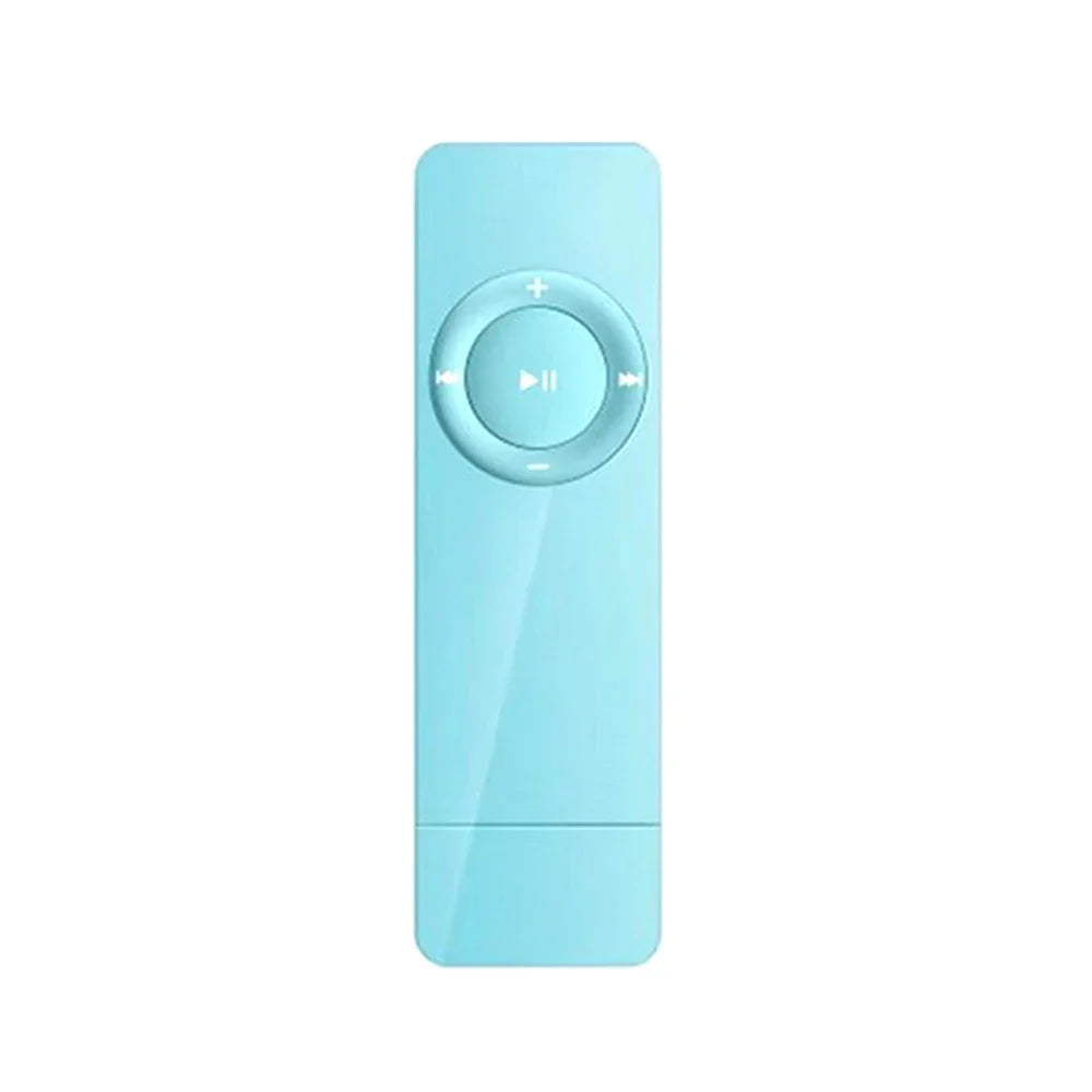 A sleek light blue 2025 mini mp3 player usb with circular control pad supports lossless sound music media player use