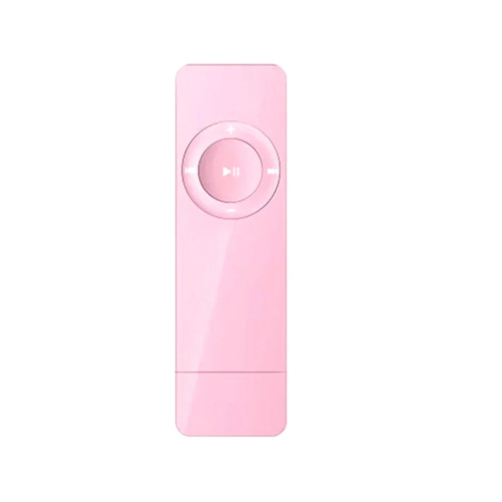 Pink rectangular 2025 mini mp3 player usb with circular control button glossy finish supports lossless sound music media player