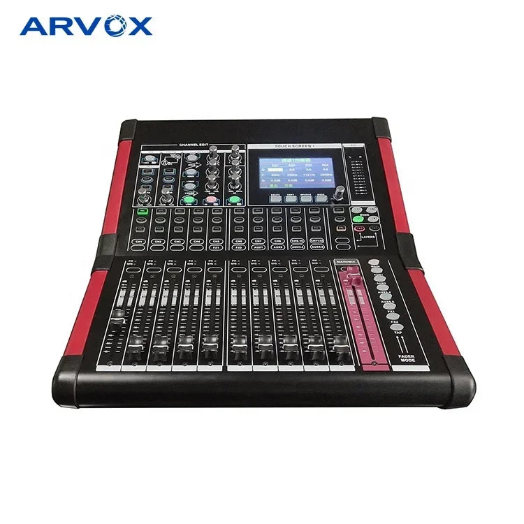 Black and red arvox master mixer consola professional audio dj mixer with touchscreen for music studio equipment