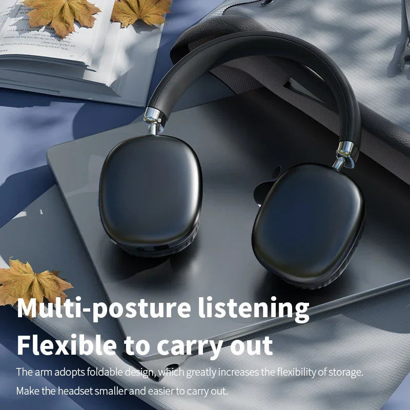 Black over-ear 2025 new air max bluetooth headphones with foldable headband for stereo surround gaming iphone xiaomi phone
