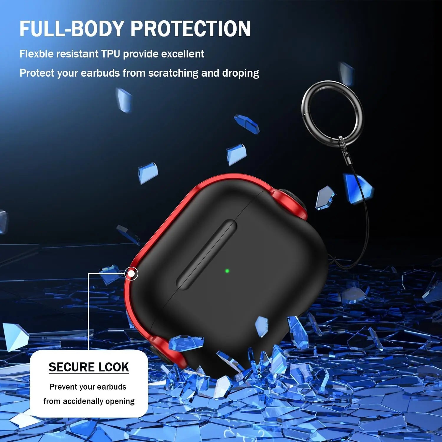 Black and red flexible tpu apple airpods pro 3rd gen case with secure lock music earphone protector cover and cleaning kit