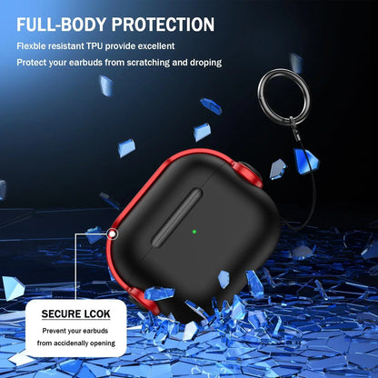 Black and red flexible tpu apple airpods pro 3rd gen case with secure lock music earphone protector cover and cleaning kit