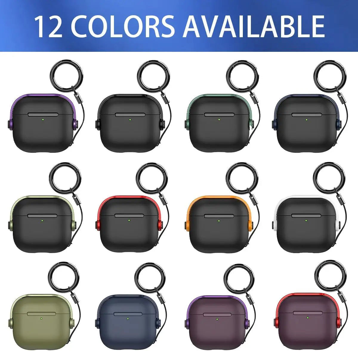 Black silicone apple airpods pro 3rd gen case with colorful trim and secure lock music earphone protector cover with keychain loop