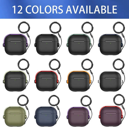 Black silicone apple airpods pro 3rd gen case with colorful trim and secure lock music earphone protector cover with keychain loop