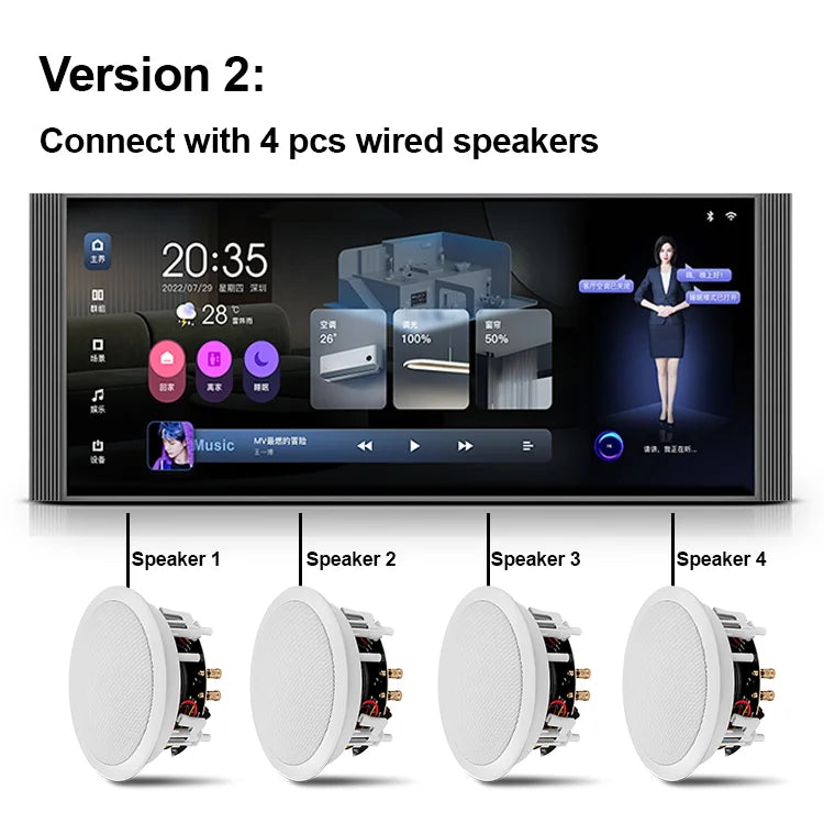 Black-framed 10.2 inch touch screen car infotainment with sleek design for multimedia and background music control