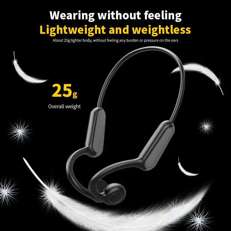 Black lightweight 2025 true bone conduction sports wireless headphones with headphones ear hook and hook waterproof headset design
