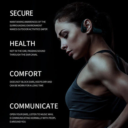 Black 2025 true bone conduction sports wireless headphones with ergonomic headphones ear hook worn by model