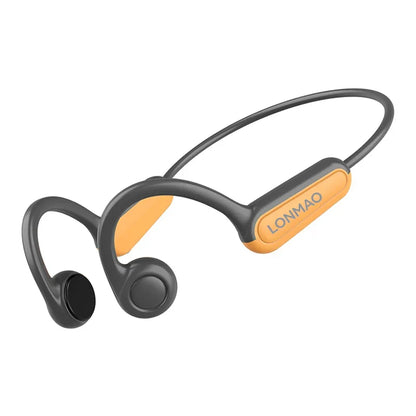 Black and orange 2025 true bone conduction sports wireless headphones ear hook waterproof headset with ergonomic design