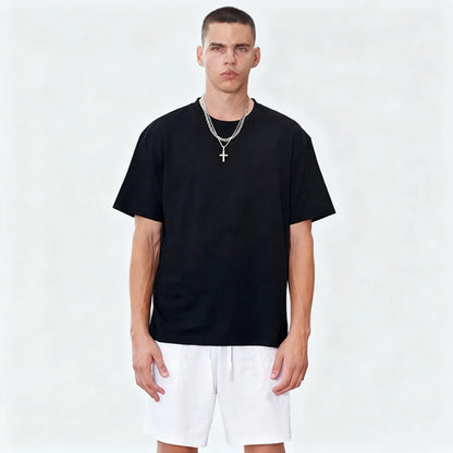 Black oversized cotton t-shirt with relaxed fit and short sleeves from 2026 hip hop rapper playboi carti collection