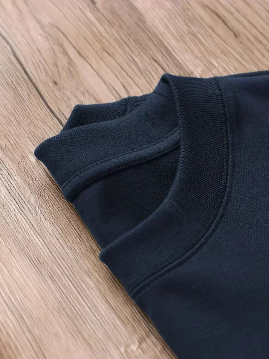 Black ribbed knit crew neck sweater suitable for neutral loose casual outdoor short sleeve hip hop letter style