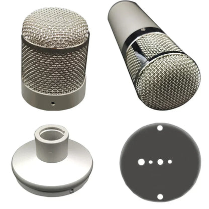 Silver mesh microphone grille and housing components for condenser microphone ma-u47 used in studio recordings condenser setups