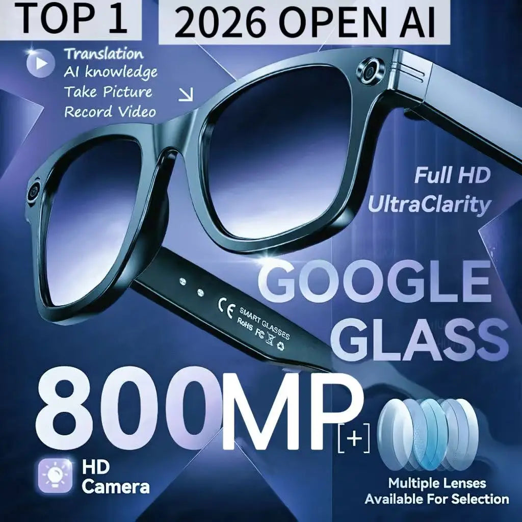 Black-framed meta smart glasses with sleek design and 8MP camera video recording for languages translation sunglasses
