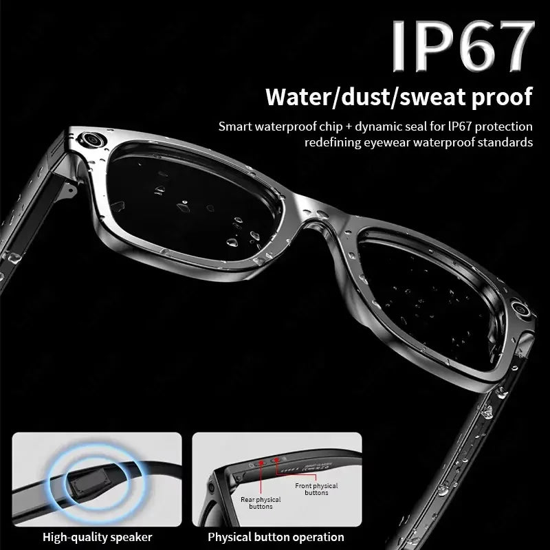 Silver-framed meta smart glasses with 8mp camera video recording and languages translation sunglasses features