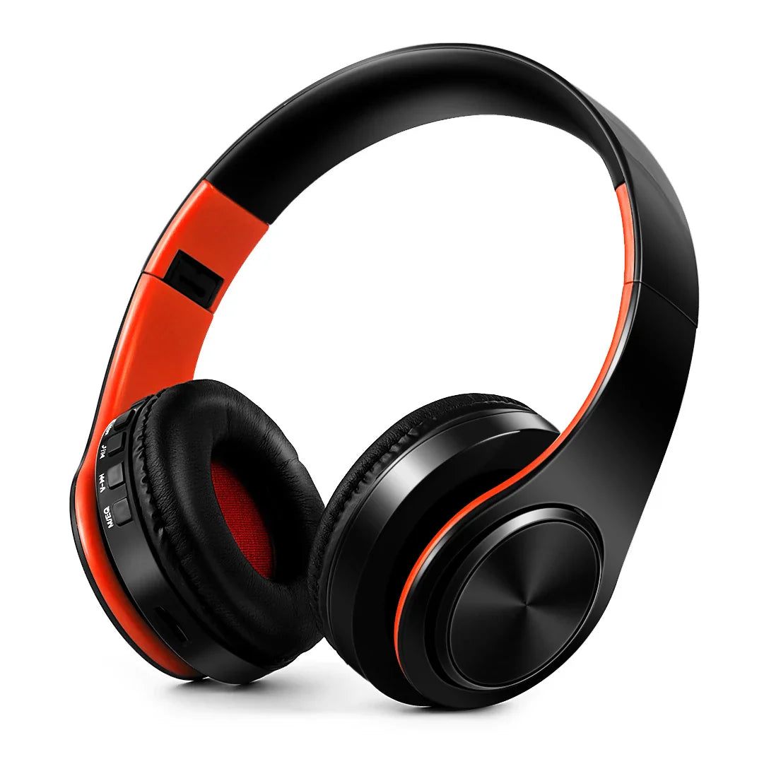 Black and orange wireless bluetooth stereo headset upgrading sports overhead earphone with mic for phone tv pc tablet