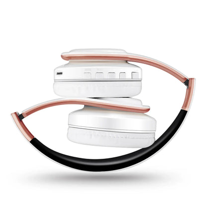 White and rose gold wireless bluetooth stereo headset upgrading sports overhead earphone with mic for phone tv pc tablet