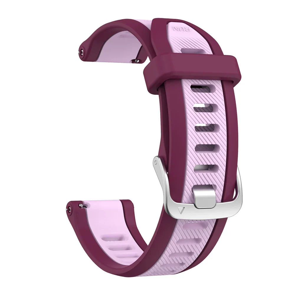 20mm quick release two-tone silicone strap with deep purple edge and lavender inner for garmin forerunner and garmin vivoactive