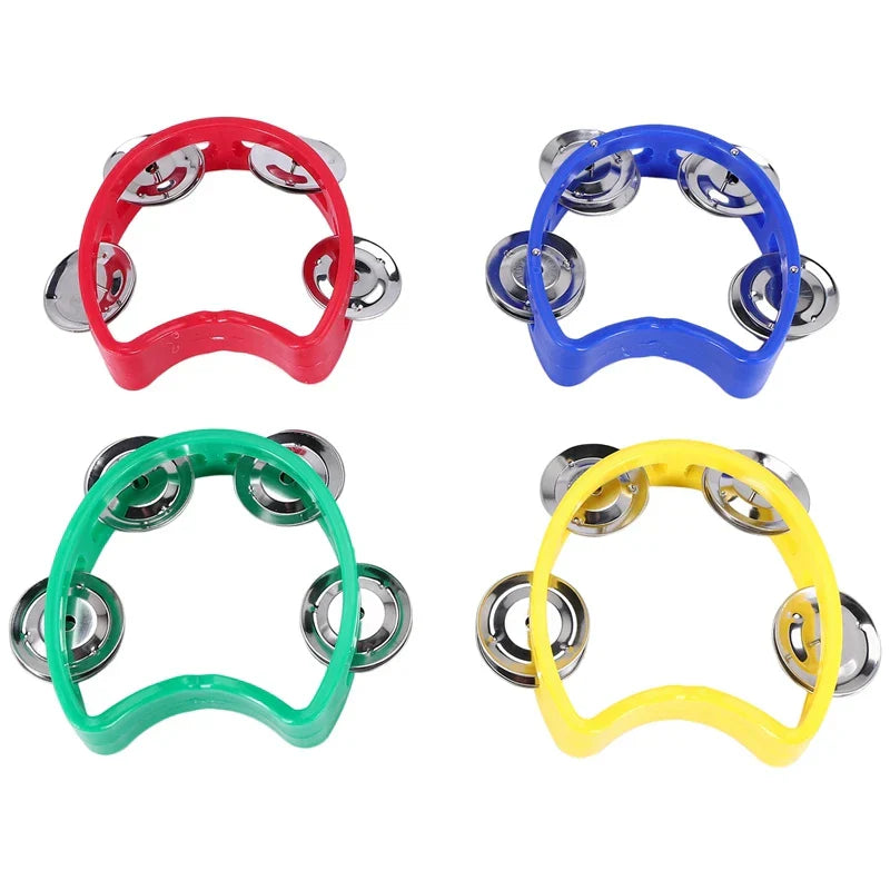 Colorful 20piece plastic tambourine set with shiny metallic jingles for handheld tambourines percussion rhythm use