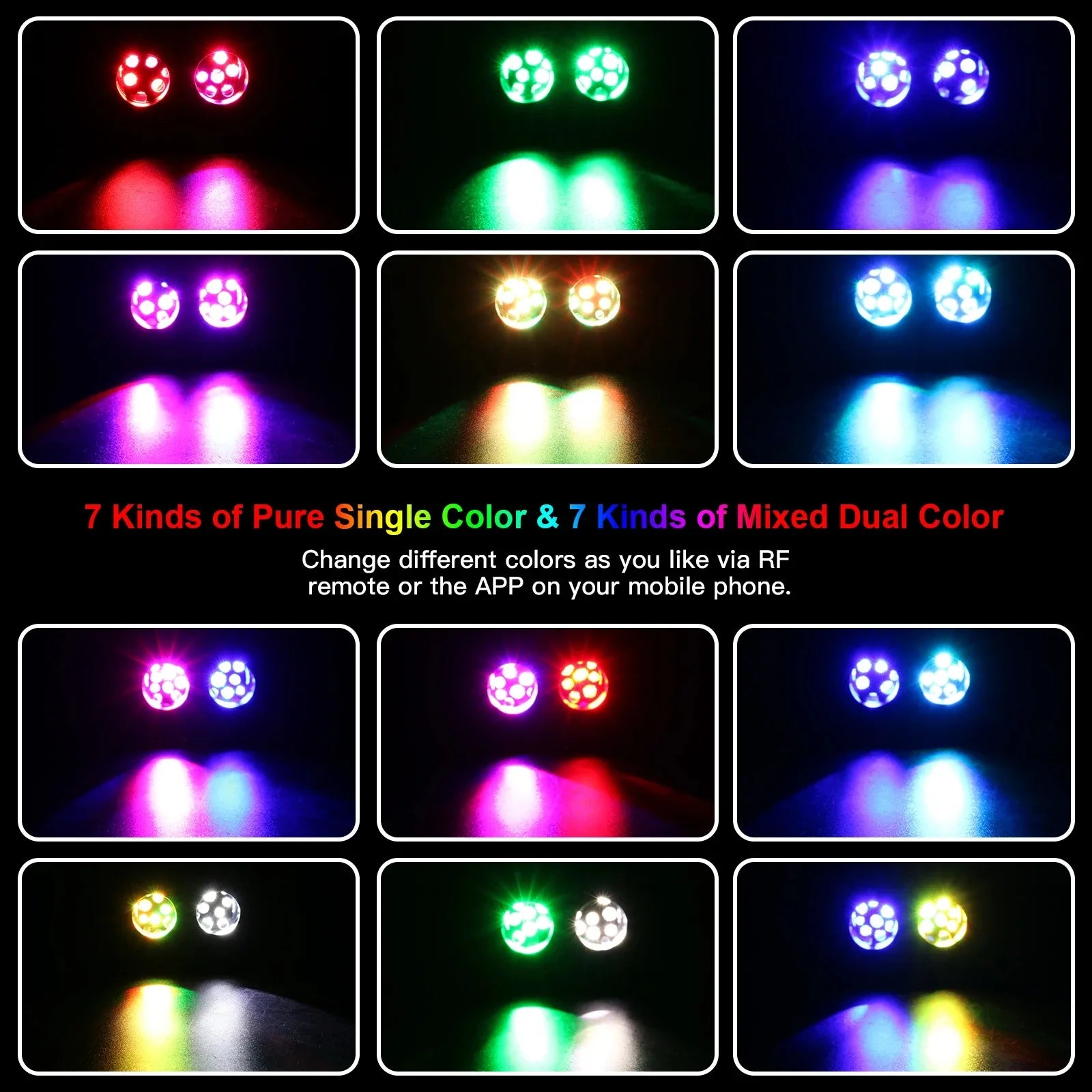 Led 20w rgb double head car roof star fiber optic light bulbs with multicolored lights and smart app control