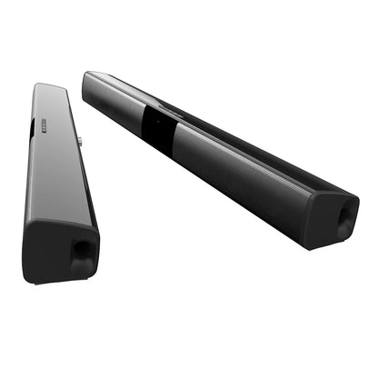 Black sleek 20w wireless bluetooth soundbar bs28b with matte finish and perforated grille for home theater surround sound bar
