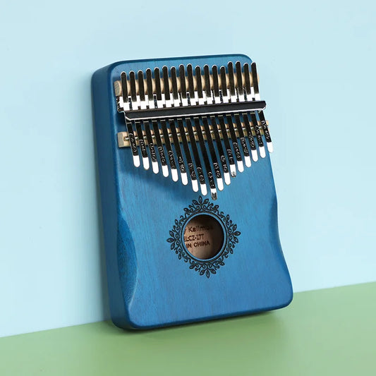 Blue wooden key mahogany kalimba with black and silver keys thumb piano portable beginner mbira gifts
