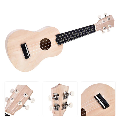 Light-colored 21inch basswood ukelele diy kit with natural finish black fretboard and strings accessory basswood ukelele