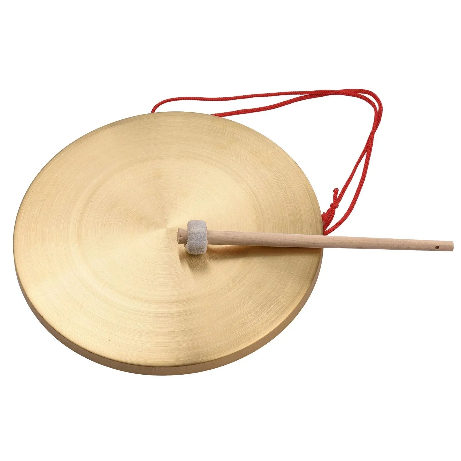 Golden brass hand gong cymbals with red string and wooden mallet for chapel opera percussion copper gong chapel