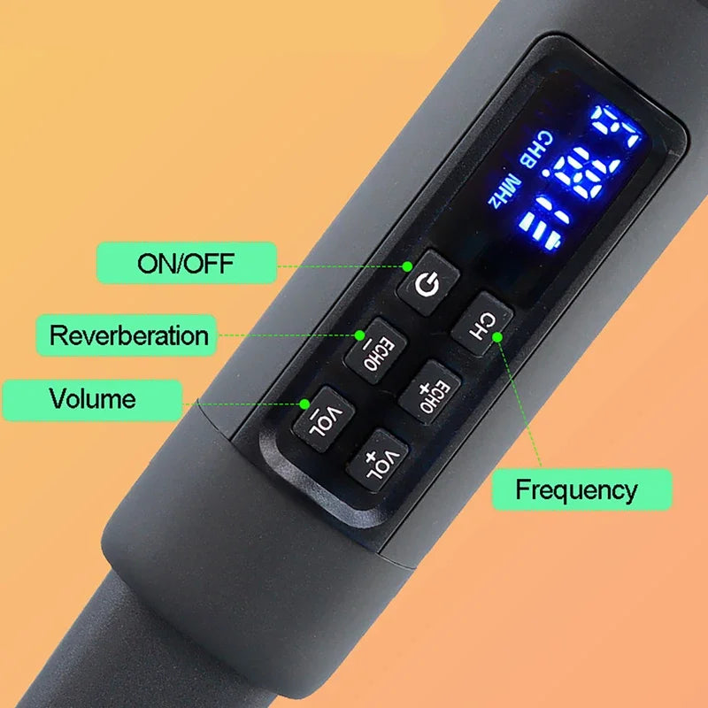 UHF Wireless Handheld Dynamic Karaoke Microphone Bluetooth Receiver Performing Professional Home Reverb High and Low Bass Mic