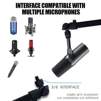 Microphone Boom Arm Mic Stand Desk Mounted 360° Rotation Sturdy Universal for Video Gaming Studio Audio Mic Stand Accessories