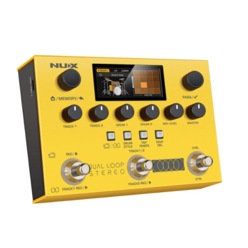 Pedal Dual-Track looper & Dual Drum Kit with High-definition Color LCD display for Guitarists and Singer-songwriters