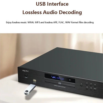 Audiophile HIFI CD Player Bluetooth 5.0 USB Lossless Music Player Balanced Digital Optical Coaxial Output DTS Music Turntable
