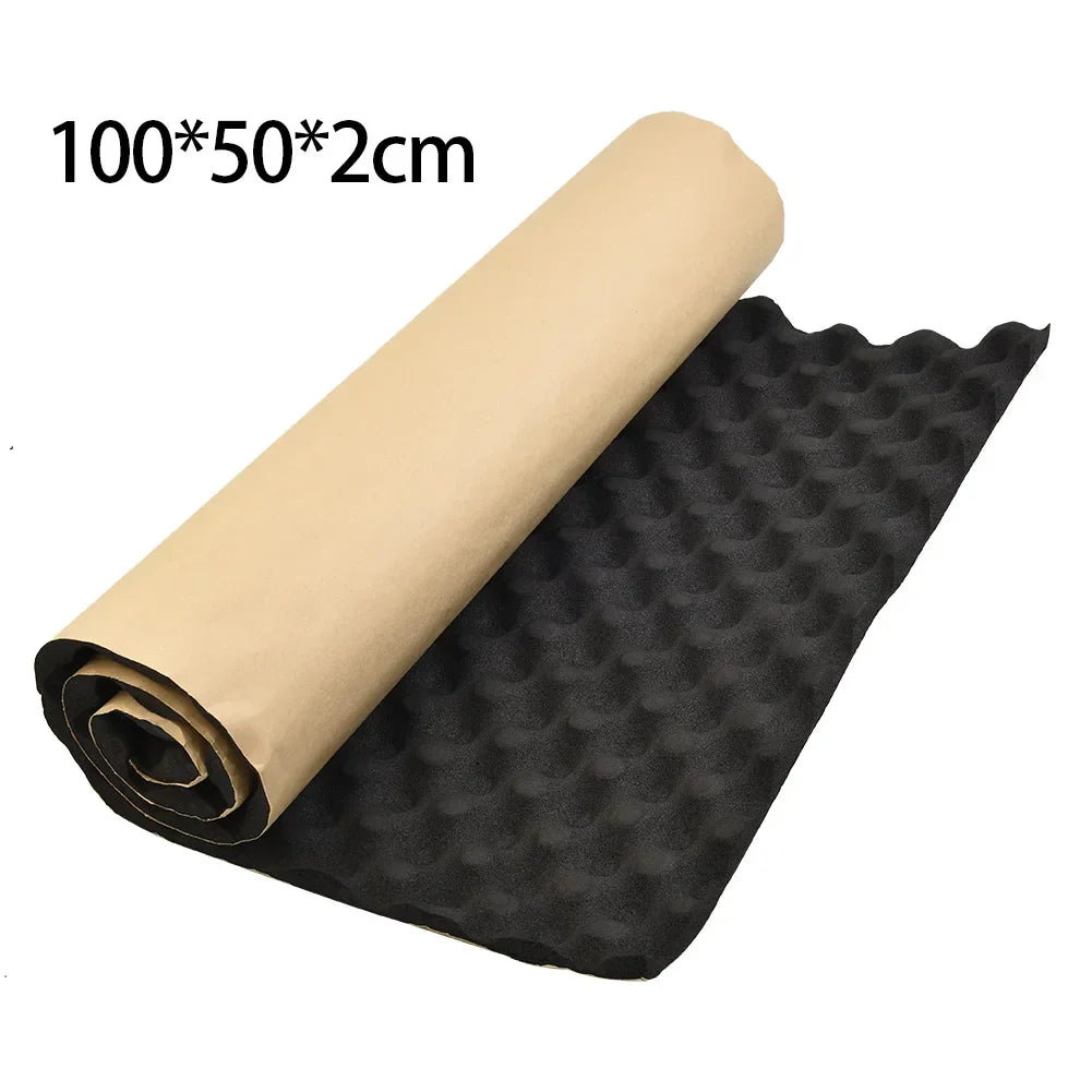 Black foam car sound deadener pad with honeycomb texture and beige backing paper for car acoustic thermal insulation