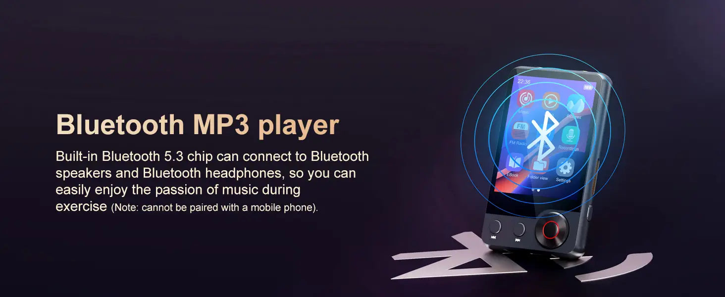 128GB MP3 player (with Bluetooth 5.3) 2.4’ portable full touchscreen music player (with speakers and Micro SD card slot)
