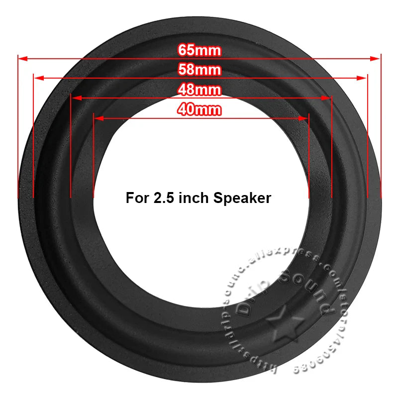 Black rubber edge ring woofer for 2.5 inch speakers with precise markings textured for surround circle replacement